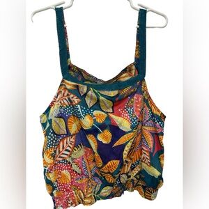 Cynthia Rowley Tank Top Womens  Crochet Crop Tropical Coconut Coastal Vaca NWOT